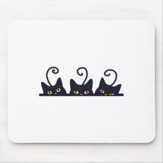 3 Black Cats Funny Cat Lovers Design Women Men Gir Mouse Pad