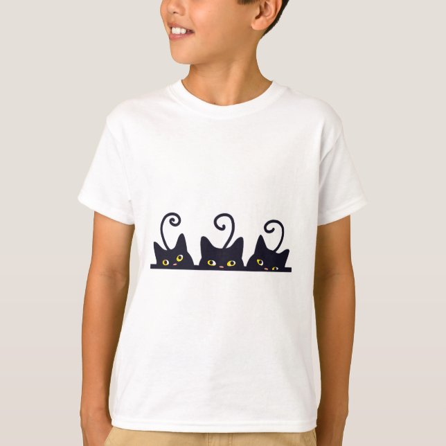 3 Black Cats Funny Cat Lovers Design Women Men Gir T-Shirt (Front)