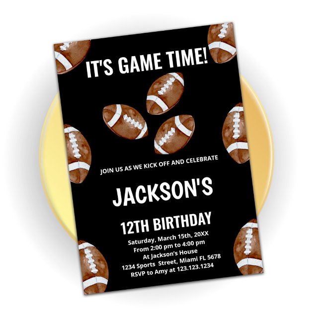 3 Black Football Birthday Invitations (Creator Uploaded)