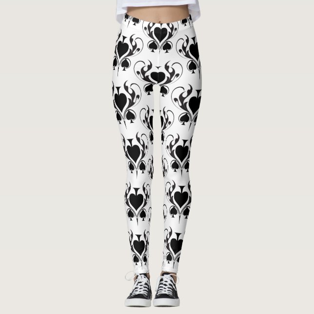 3 Black Spades Tribal Thunder_Cove  Leggings (Front)