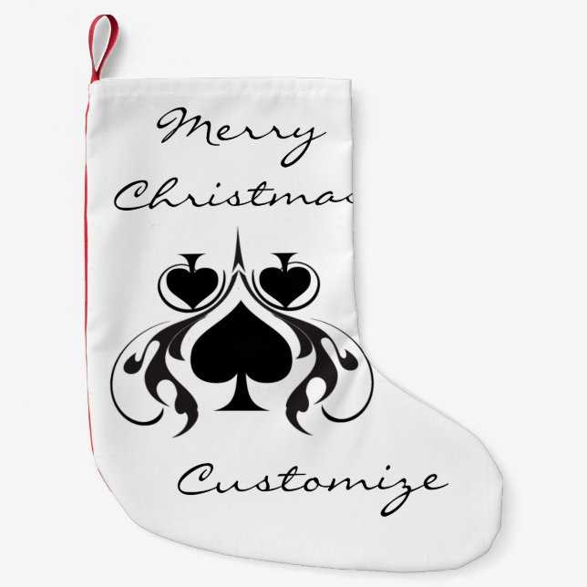 3 Black Spades Tribal Thunder_Cove Small Christmas Stocking (Front)