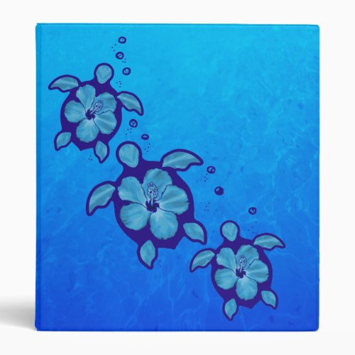 3 Blue Honu Turtles 3 Ring Binder