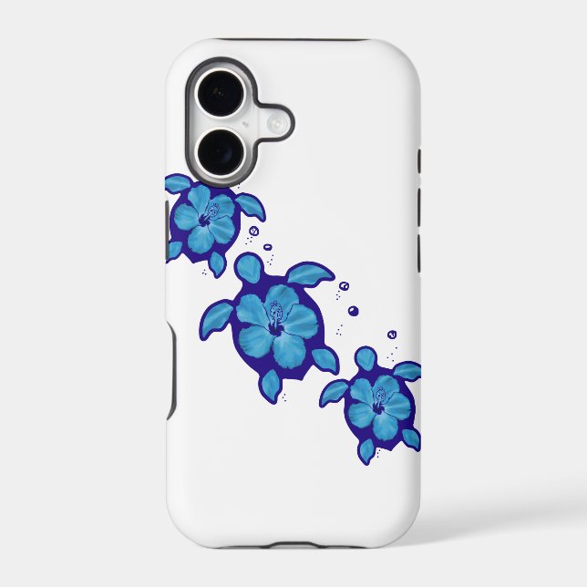 3 Blue Honu Turtles Iphone Case (Back)