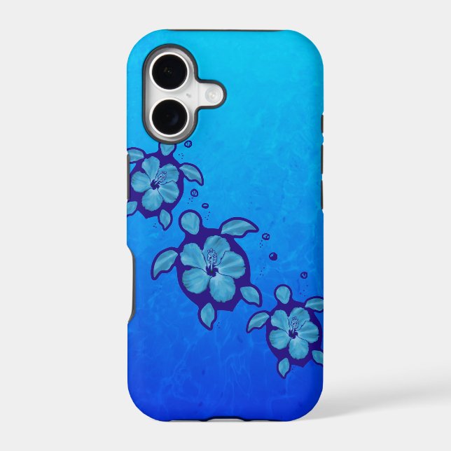3 Blue Honu Turtles Iphone Case (Back)