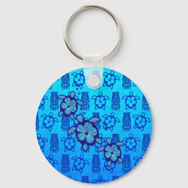 3 Blue Honu Turtles Keychain (Front)