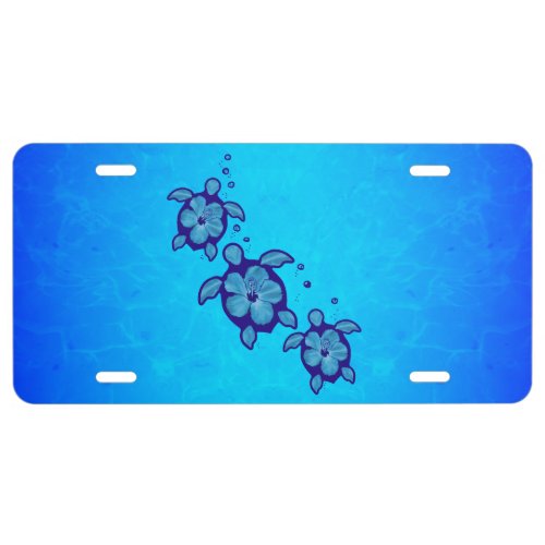 3 Blue Honu Turtles License Plate