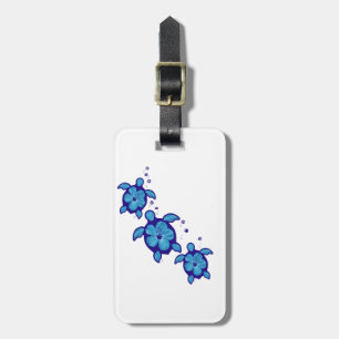 3 Blue Honu Turtles Luggage Tag