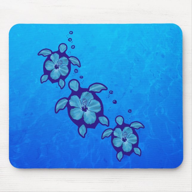 3 Blue Honu Turtles Mouse Pad (Front)