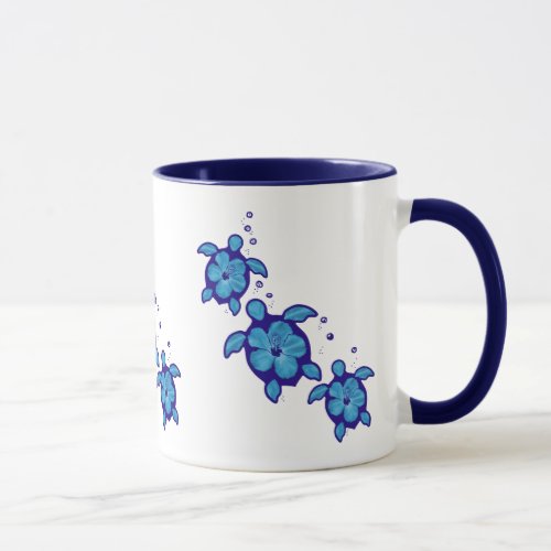 3 Blue Honu Turtles Mug