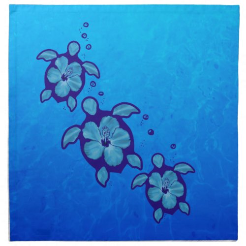 3 Blue Honu Turtles Napkin