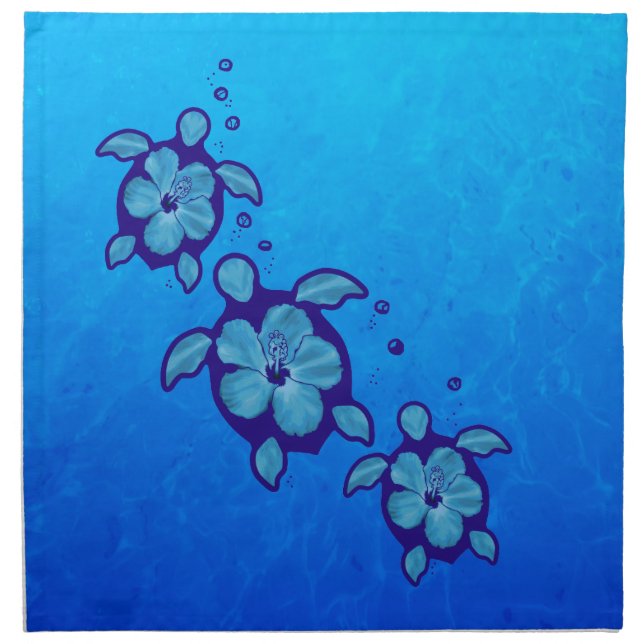 3 Blue Honu Turtles Napkin (Front)