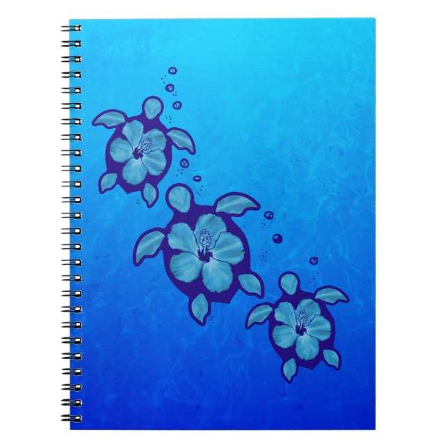 3 Blue Honu Turtles Notebook (Front)