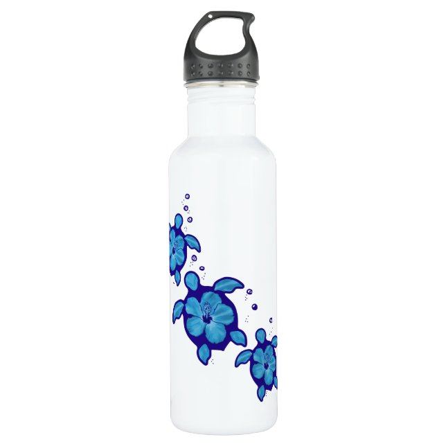 3 Blue Honu Turtles Stainless Steel Water Bottle (Front)