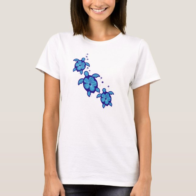 3 Blue Honu Turtles T-Shirt (Front)