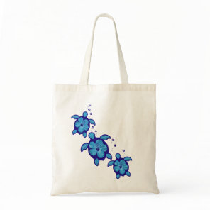 3 Blue Honu Turtles Tote Bag