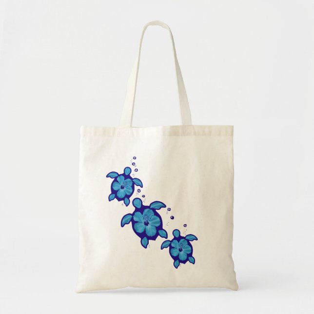 3 Blue Honu Turtles Tote Bag (Front)