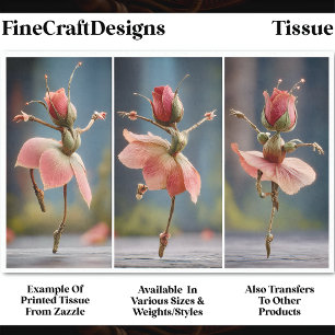 3 Blush Pink Rose Fairy Ballerinas DJ8R Decoupage Tissue Paper