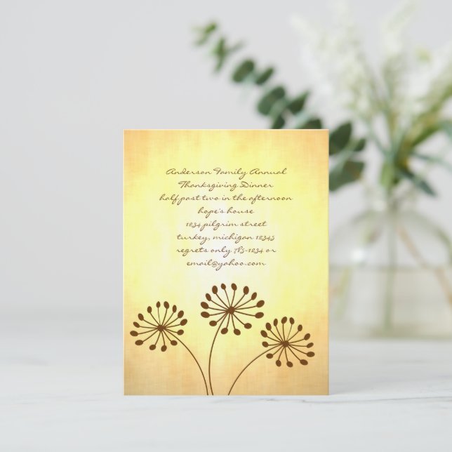3 Brown Flowers Invitation (Standing Front)