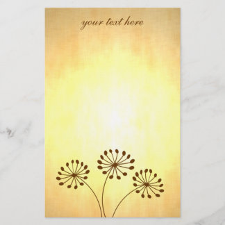 3 Brown Flowers Stationery
