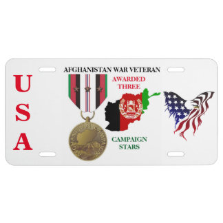 3 CAMPAIGN STARS AFGHANISTAN WAR VETERAN LICENSE PLATE