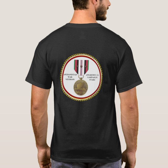 3 CAMPAIGN STARS AFGHANISTAN WAR VETERAN T-Shirt (Back)