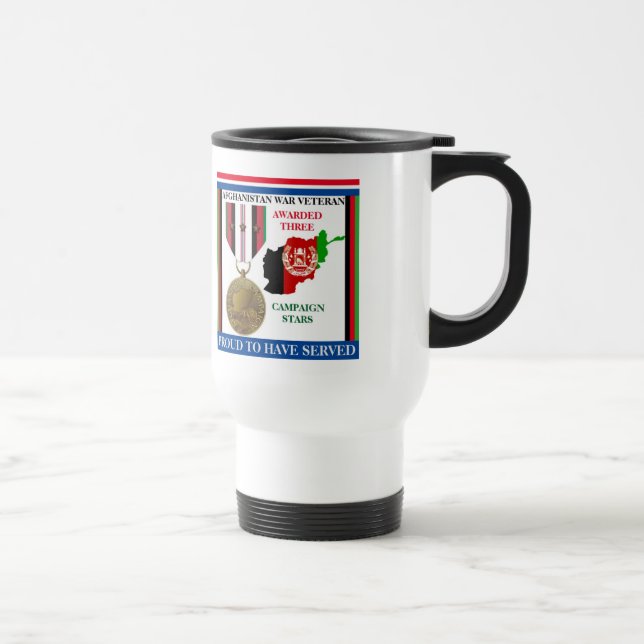 3 CAMPAIGN STARS AFGHANISTAN WAR VETERAN TRAVEL MUG (Right)