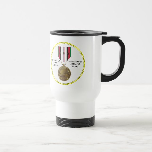 3 CAMPAIGN STARS AFGHANISTAN WAR VETERAN TRAVEL MUG (Right)