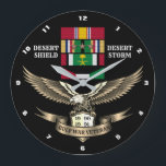 3 CAMPAIGN STARS GULF WAR VETERANS LARGE CLOCK<br><div class="desc">PERSIAN GULF WAR VETERANS / 3 CAMPAIGN STARS</div>
