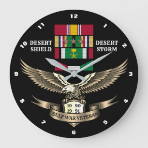 3 CAMPAIGN STARS GULF WAR VETERANS LARGE CLOCK