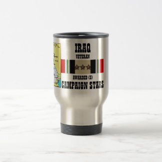 3 CAMPAIGN STARS IRAQ VETERAN TRAVEL MUG