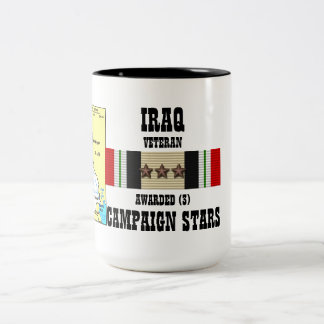 3 CAMPAIGN STARS IRAQ VETERAN Two-Tone COFFEE MUG