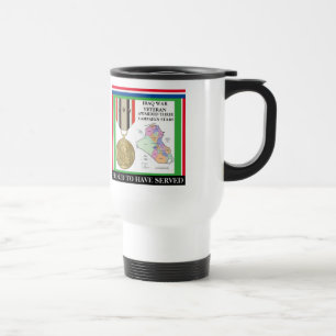 3 CAMPAIGN STARS IRAQ WAR VETERAN TRAVEL MUG