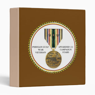 3 CAMPAIGN STARS PERSIAN GULF WAR VETERAN 3 RING BINDER