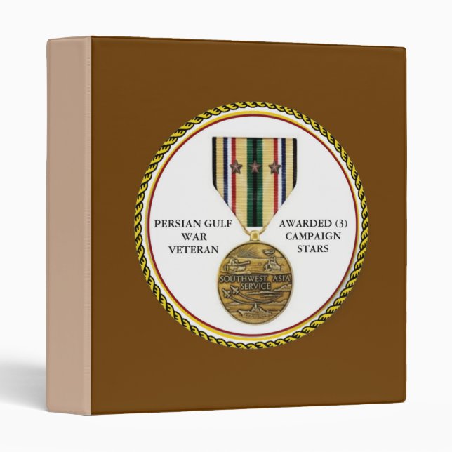 3 CAMPAIGN STARS PERSIAN GULF WAR VETERAN 3 RING BINDER (Front/Spine)