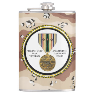 3 CAMPAIGN STARS PERSIAN GULF WAR VETERAN HIP FLASK