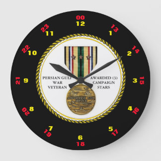 3 CAMPAIGN STARS PERSIAN GULF WAR VETERAN LARGE CLOCK