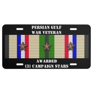 3 CAMPAIGN STARS PERSIAN GULF WAR VETERAN LICENSE PLATE