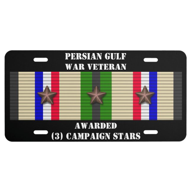 3 CAMPAIGN STARS PERSIAN GULF WAR VETERAN LICENSE PLATE (Front)