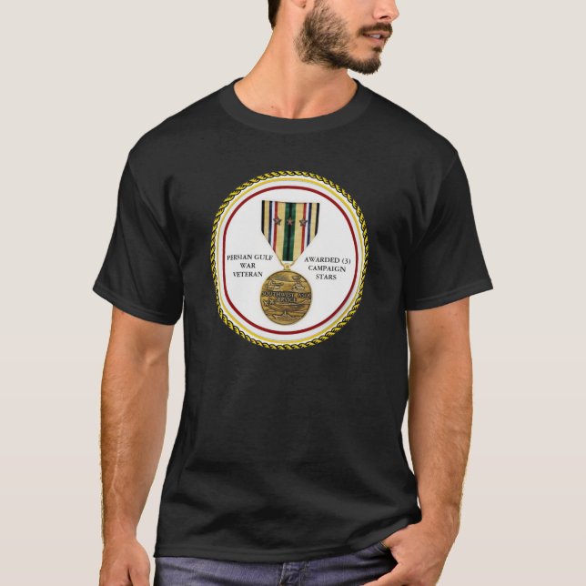 3 CAMPAIGN STARS PERSIAN GULF WAR VETERAN T-Shirt (Front)