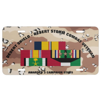 3 CAMPAIGN STARS PERSIAN GULF WAR VETERANS LICENSE PLATE
