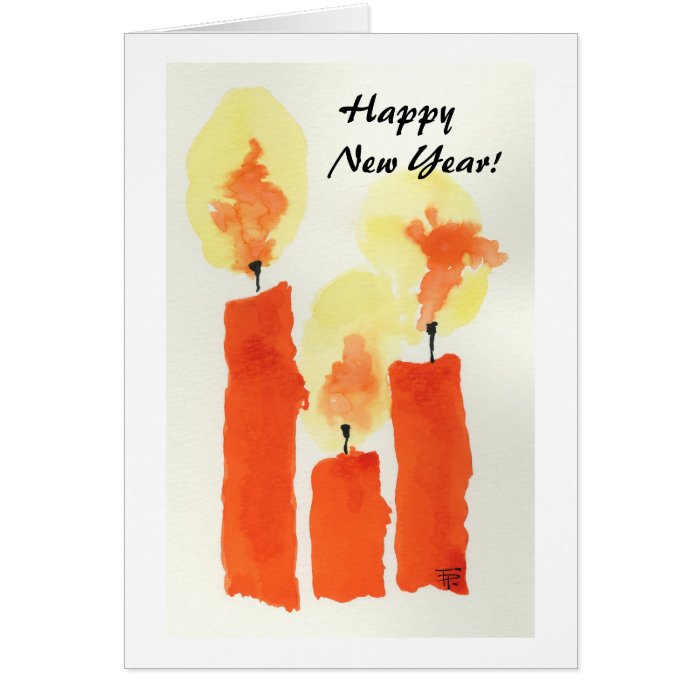 3 Candles.  Happy     New Year Greeting Card