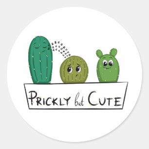 3 Cartoon Cactus Infants in Planter Classic Round Sticker