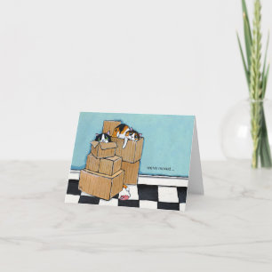 3 Cats & Boxes We've Moved Note Card