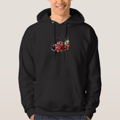 3 Cats Ride Red Truck Pick Up Christmas Tree Vinta Hoodie