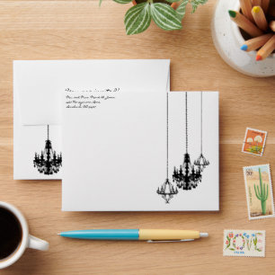 3 Chandelier Damask Wedding Square Envelopes