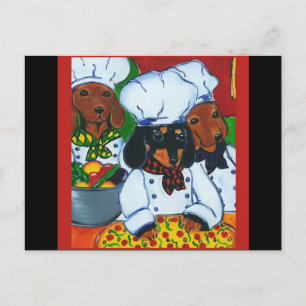 3 Chef Doxies Postcard