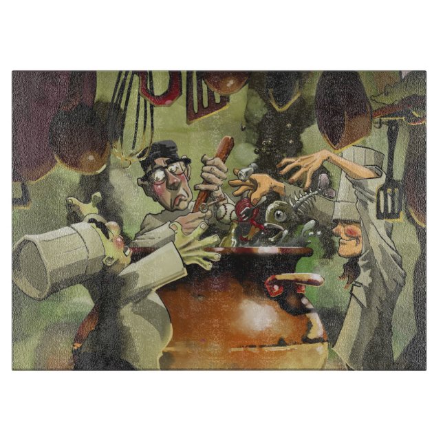 3 Chefs Decorative Glass Cutting Board (Front)