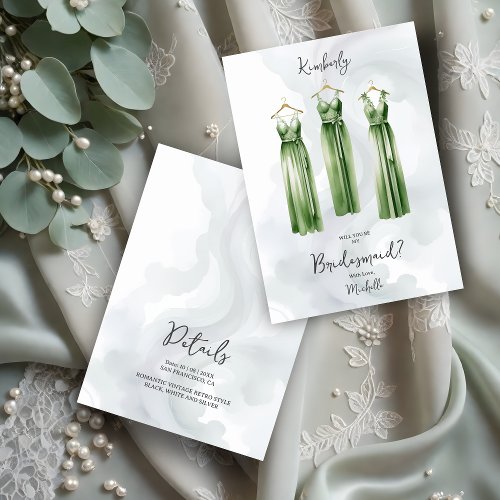 3 Chic Sage Bridesmaid Dresses Watercolor Request