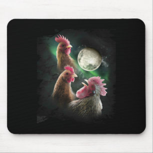 3 Chicken Moon Wolf Chickens Howling Wolves Mouse Pad