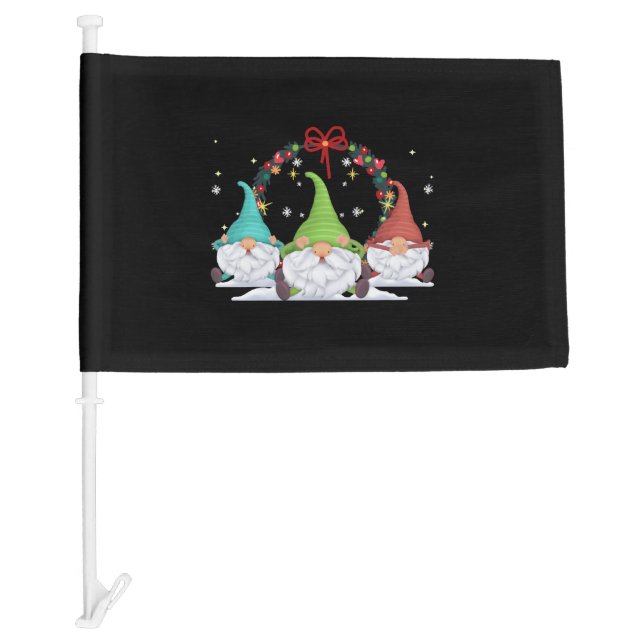 3 Christmas Gnomes Car Flag (Front)